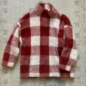 Zara girls Red and White Plaid Sweater